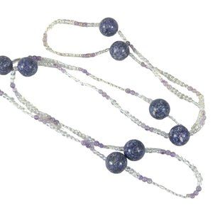 Necklace Glass Ceramic Beaded 42 inch Vintage Strand Floating Station NO CLASP